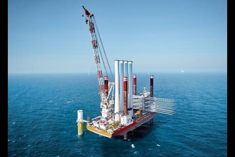 Installing turbines on Horns Rev 3 in the North Sea